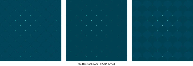 Wave pattern traditional oriental allover motif. Set of seamless half circle ornaments eighties fashion design. Simple monochrome heather grey print block for menswear, fabric, textile accessories.