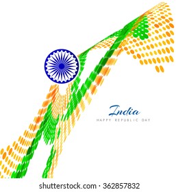 Wave pattern tricolor halftone Indian flag background