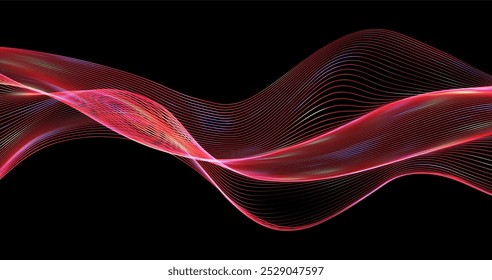 Wave pattern vector. 3D glowing abstract digital particles background. Technology concept. Abstract background. Future vector illustration.