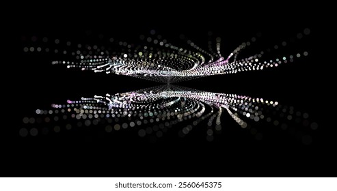 Wave pattern vector. 3D glowing abstract digital particles background. Technology concept. Abstract background. Future vector illustration.