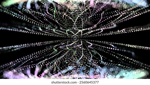 Wave pattern vector. 3D glowing abstract digital particles background. Technology concept. Abstract background. Future vector illustration.