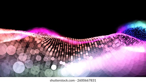 Wave pattern vector. 3D glowing abstract digital particles background. Technology concept. Abstract background. Future vector illustration.
