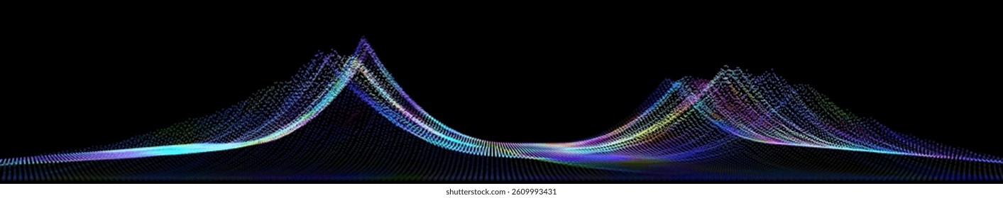 Wave pattern vector. 3D glowing abstract digital particles background. Technology concept. Abstract background. Future vector illustration.