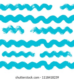 Wave Pattern vector background, water Seamless illustration. wavy brush stroke curly grunge paint lines. striped summer ink Paint Lines. sailor stripes Modern paintbrush lin. maritime backdrop