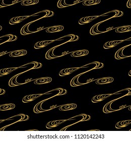 Wave pattern vector with black background. Japanese pattern style.