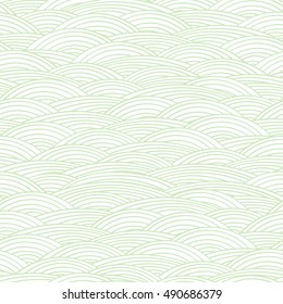 Wave pattern. Vector geometric wavy lines and stripes background. Abstract white and green scallop waves wallpaper.
