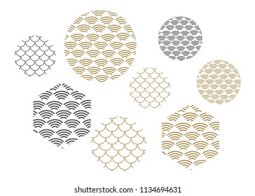 Wave pattern vector. Sea japan pattern vector