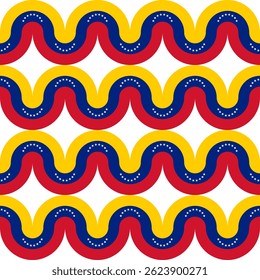 Patrón de onda de la bandera de Venezuela. Fondo abstracto para la decoración. Ilustración vectorial
