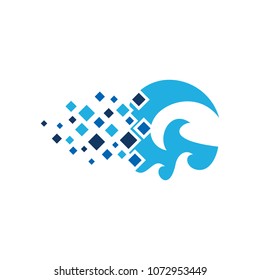 Wave Pixel logo Icon Design