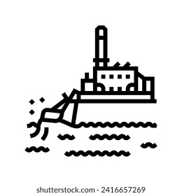 wave plant tidal power line icon vector. wave plant tidal power sign. isolated contour symbol black illustration