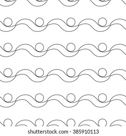 Wave and polka  seamless pattern. Fashion graphic background design. Modern stylish abstract texture. Mmonochrome template for prints, textiles, wrapping, wallpaper, website etc. VECTOR illustration