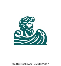 Wave poseidon god logo for sale.