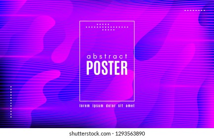 Wave Poster with Fluid Shapes. Gradient Abstract Background with Movement of Wave Liquid Forms. Linear Geometric Brochure in Trendy Ultraviolet Color. Purple Neon Concept with Abstract Waves.