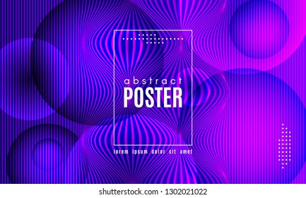 Wave Poster with Fluid Shapes. Gradient Abstract Background with Movement of Wave Liquid Forms. Linear Geometric Brochure in Trendy Ultraviolet Color. Purple Neon Concept with Abstract Waves.