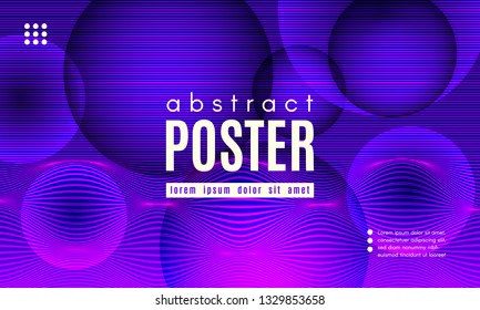Wave Poster with Fluid Shapes. Gradient Abstract Background with Movement of Wave Liquid Forms. Linear Geometric Brochure in Trendy Ultraviolet Color. Purple Neon Concept with Abstract Waves.