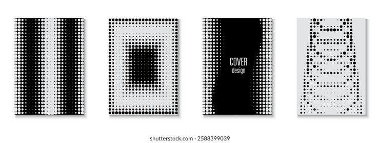 Wave Poster Set. 1980 Texture. Color Art With Memphis Elements. Dynamic Frame For Annual Invitation. White Dots Template. Music White And Black  Flyer. Black Wave Poster