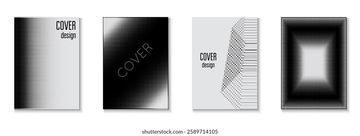 Wave Poster Set. Business Texture. Halftone Black And White  Flyer. Color Circles On Memphis Layout. Young Hipster Design On Annual Page. Black Abstract Cover. White Wave Poster