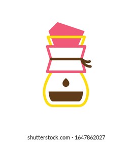 wave pour over coffee maker flat icon, vector illustration