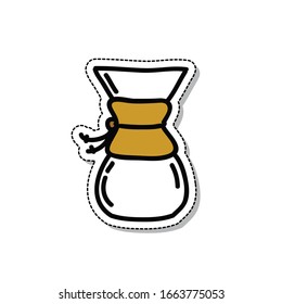 wave pour over coffee maker doodle icon, vector illustration