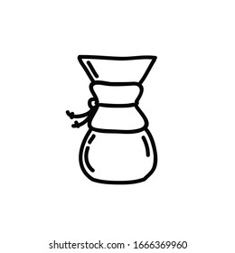 onda sobre el icono del doodle de la cafetera, ilustración vectorial