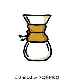 Wellenpour auf dem Doodsymbol der Kaffeemaschine, Vektorillustration