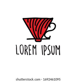 onda sobre el icono del doodle de la cafetera, ilustración vectorial