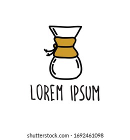 onda sobre el icono del doodle de la cafetera, ilustración vectorial