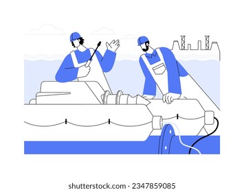 Wave power abstract concept vector illustration. Group of diverse wave farm workers at power station, ecology and environment protection, sustainable and renewable energy abstract metaphor.