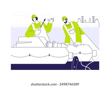 Wave power abstract concept vector illustration. Group of diverse wave farm workers at power station, ecology and environment protection, sustainable and renewable energy abstract metaphor.