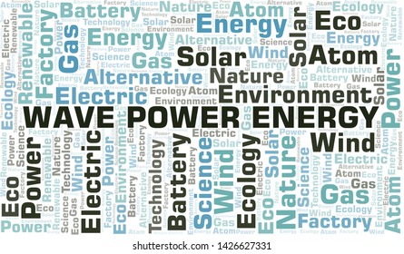 Wave Power Energy word cloud. Wordcloud made with text only.