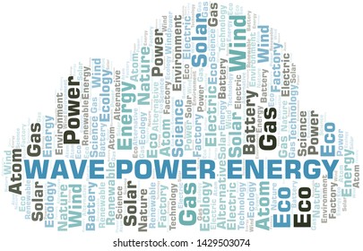 Wave Power Energy word cloud. Wordcloud made with text only.