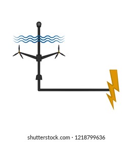 Wave power plant connected to a thunder symbol. Vector illustration design