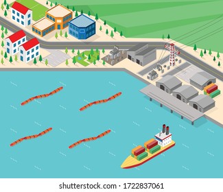 wave power plant, wave energy in isometric graphic