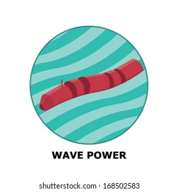 Wave Power, Renewable Energy Sources - Part 4  (both circle and square version is available in the vector file)