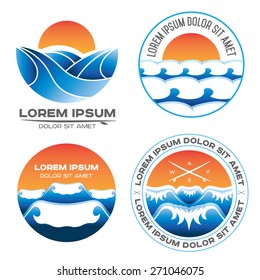 Wave premium vector label logo sign