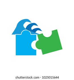 Wave Puzzle Logo Icon Design