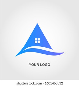 wave real estate logo vector template design