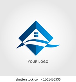 wave real estate logo vector template design