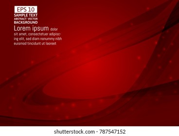 Wave red color abstract vector background with copy space