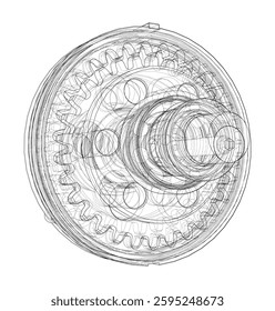 Wave Reducer. Vector illustration, 3d render. Wire-frame style. 3D Illustration