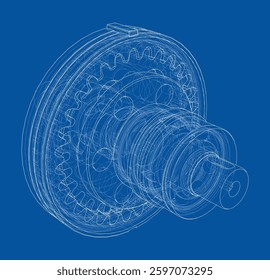 Redutor de Ondas. Ilustração vetorial, renderização 3d. Estilo aramado. Ilustração 3D