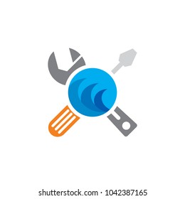 Wave Repair Logo Icon Design