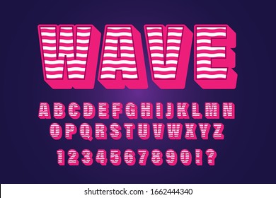 Wave retro 80s alphabet text effect