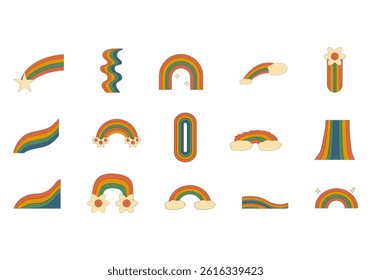 Wave Retro Rainbow Element Set