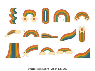 Wave Retro Rainbow Element Set