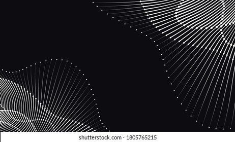 Wave rhythm dot line elements dynamic pattern abstract vector background