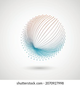 Wave rhythm line dynamic abstract vector background. Circle swirl shape illustration. Vector rounded lines