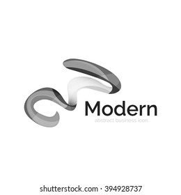 Wave ribbon logo, vector abstract business icon isolated on white