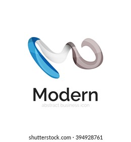 Wave ribbon logo, vector abstract business icon isolated on white