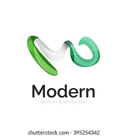 Wave ribbon logo, vector abstract business icon isolated on white